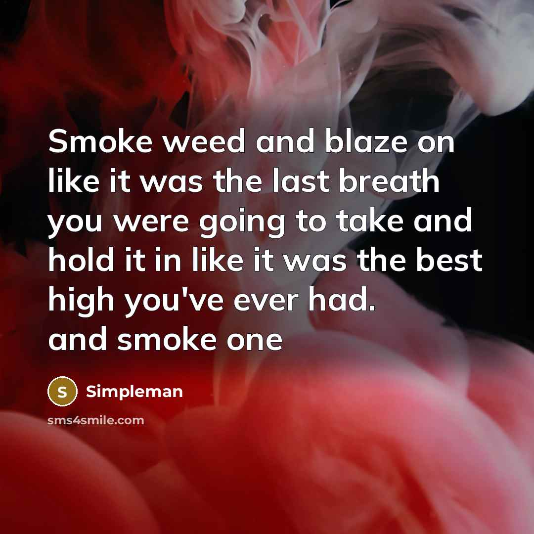 “Smoke weed and blaze on like it was the last…” quote by Simpleman