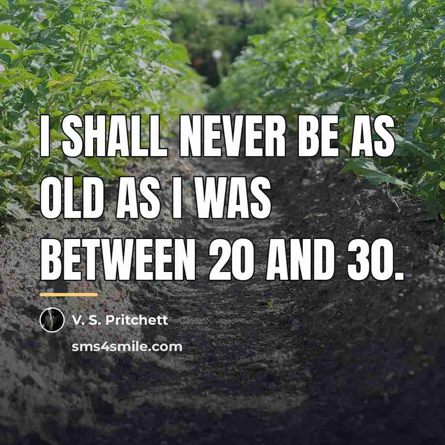 “I shall never be as old as I was between…” quote by V. S. Pritchett