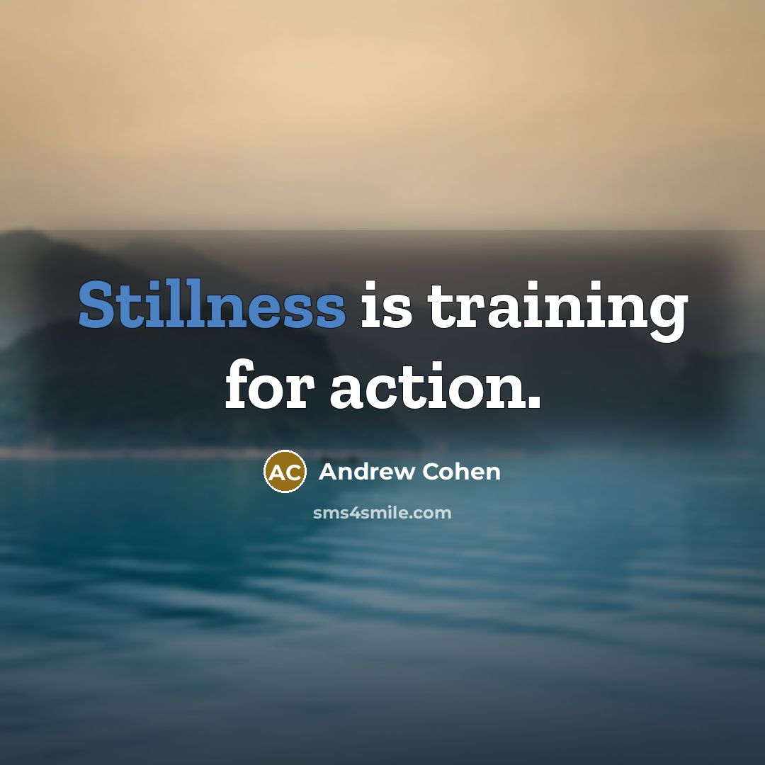 “Stillness is training for action.…” quote by Andrew Cohen