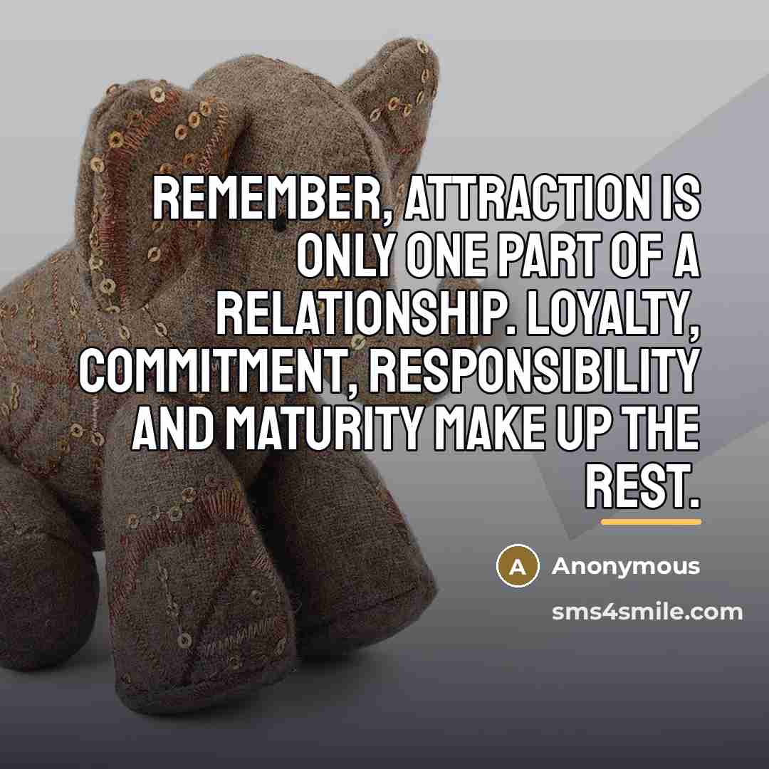 “Remember, attraction is only one part of a relationship. Loyalty,…” quote by Anonymous