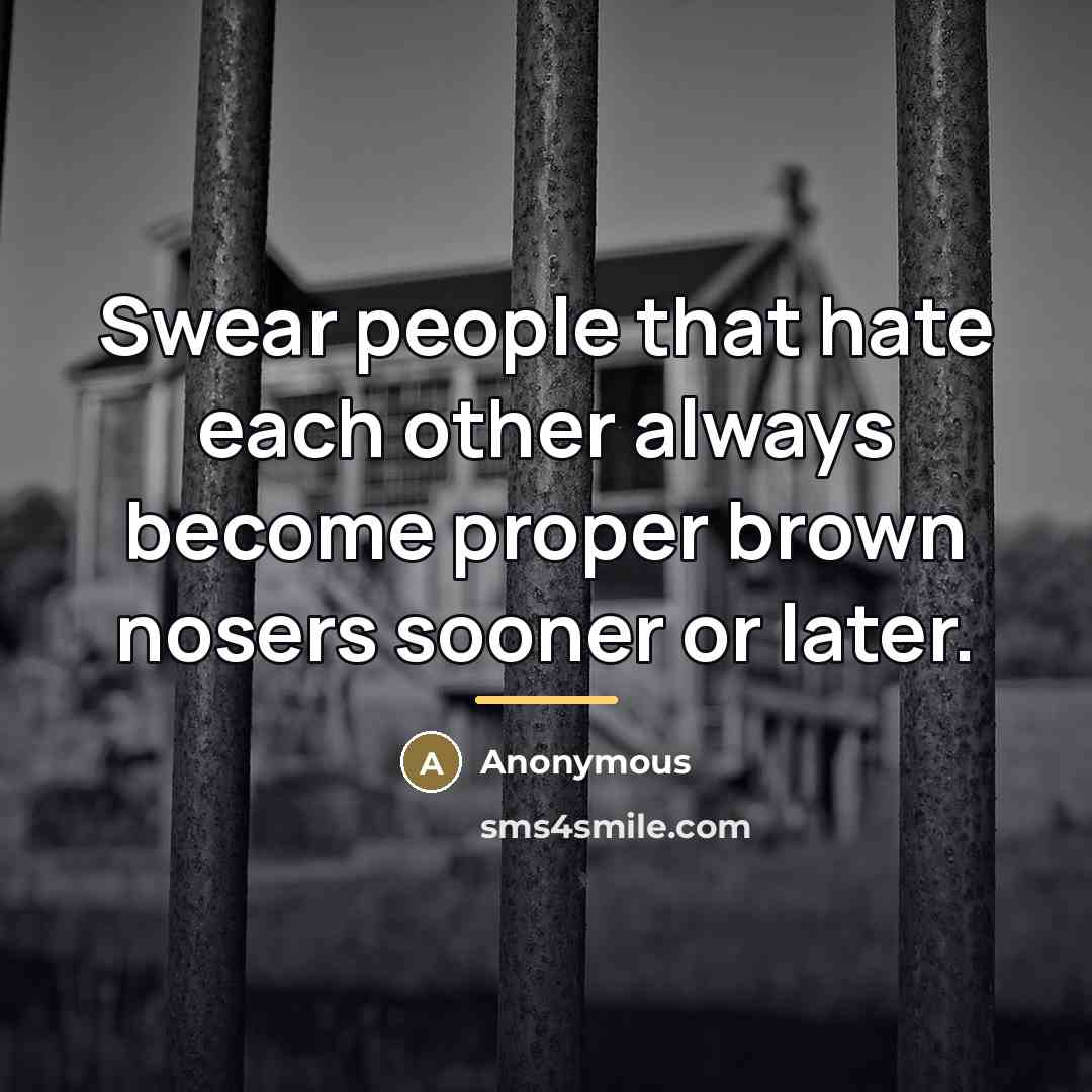 “Swear people that hate each other always become proper brown…” quote by Anonymous