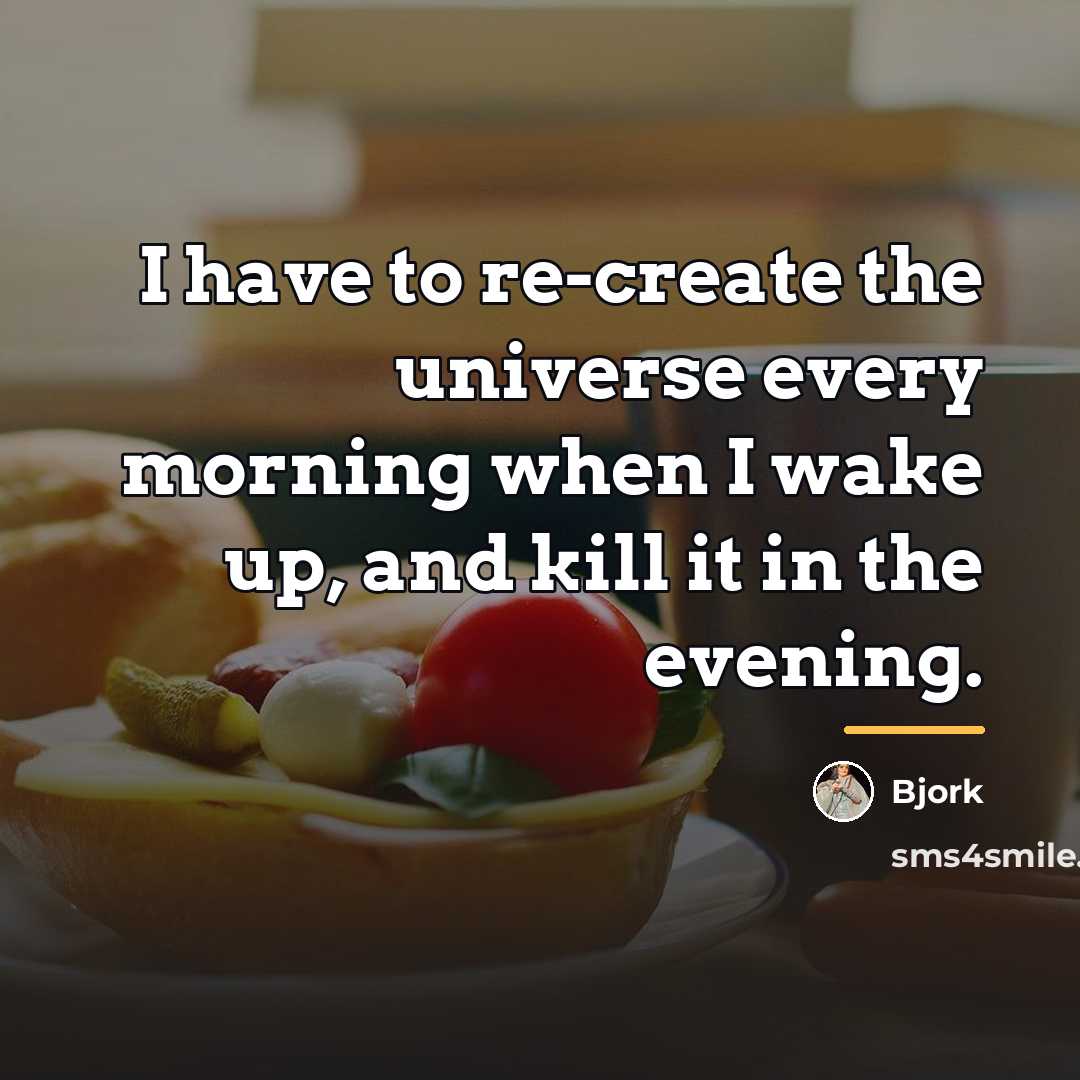 “I have to re-create the universe every morning when I…” quote by Bjork