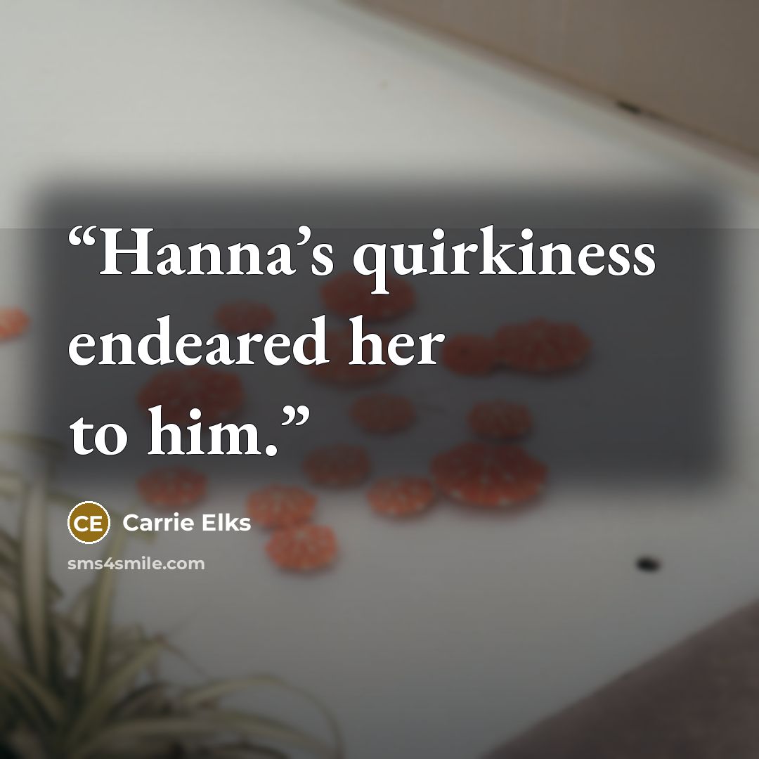 “Hanna’s quirkiness endeared her to him.” quote by Carrie Elks