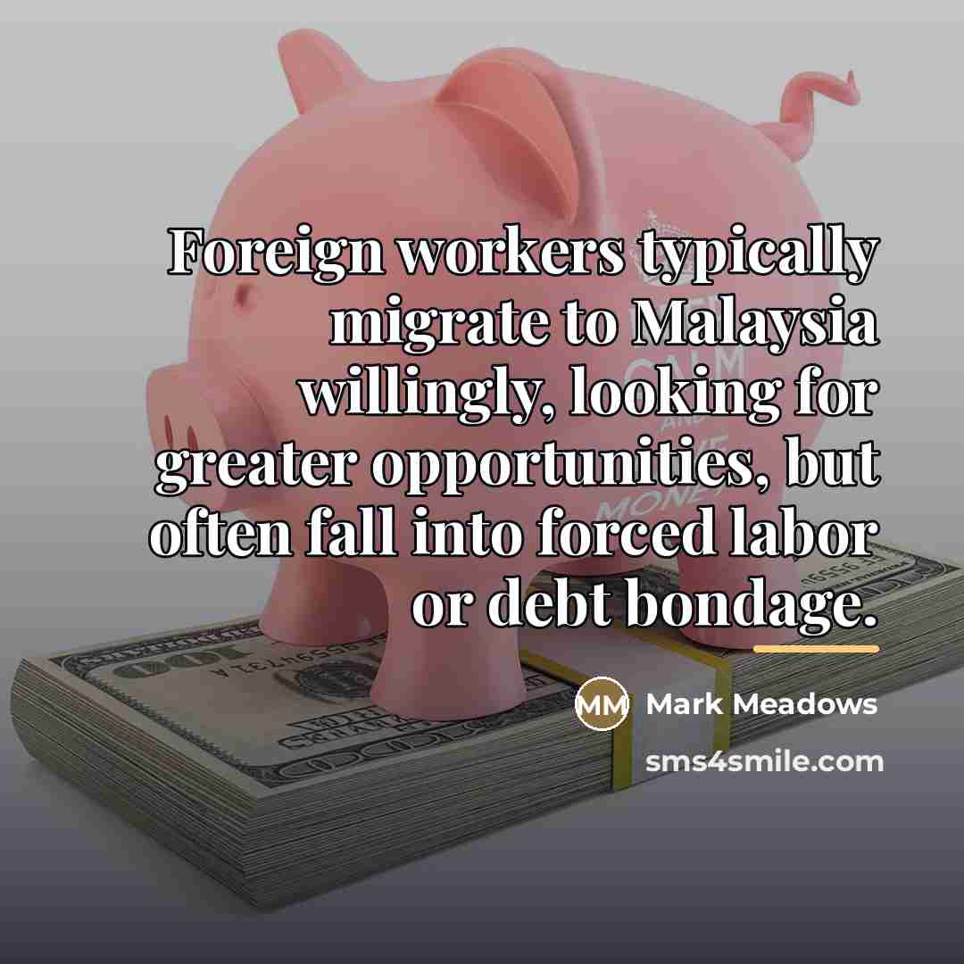 “Foreign workers typically migrate to Malaysia willingly, looking for greater…” quote by Mark Meadows