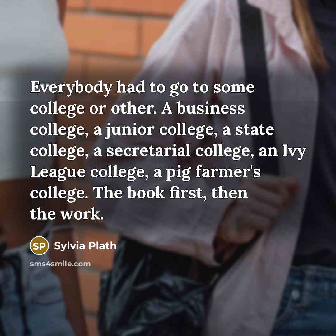 “Everybody had to go to some college or other. A…” quote by Sylvia Plath