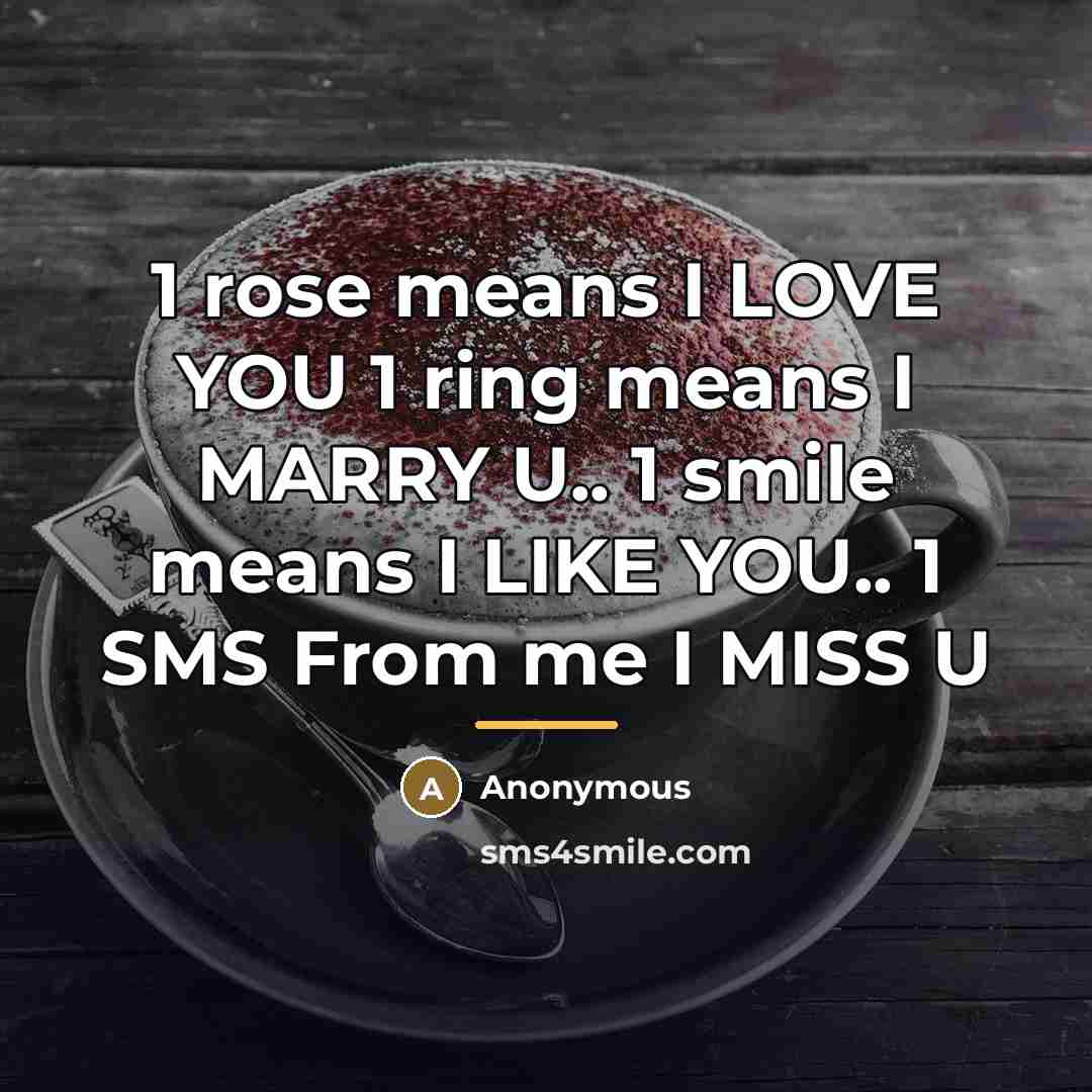 “1 rose means I LOVE YOU 1 ring means I…” quote by Anonymous