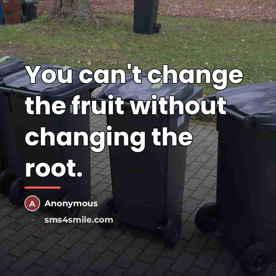 “You can't change the fruit without changing the root.…” quote by Anonymous