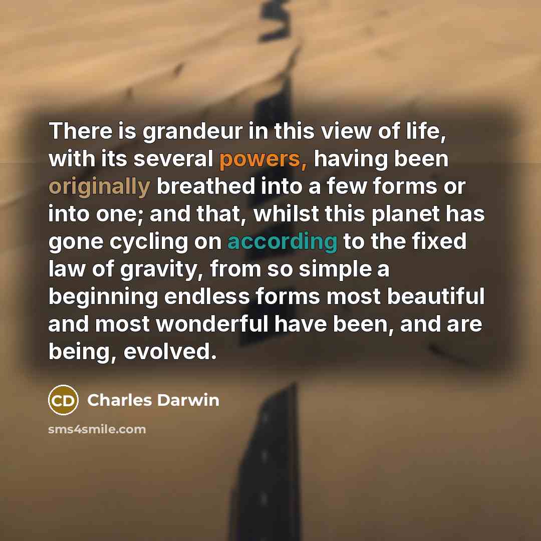 “There is grandeur in this view of life, with its…” quote by Charles Darwin