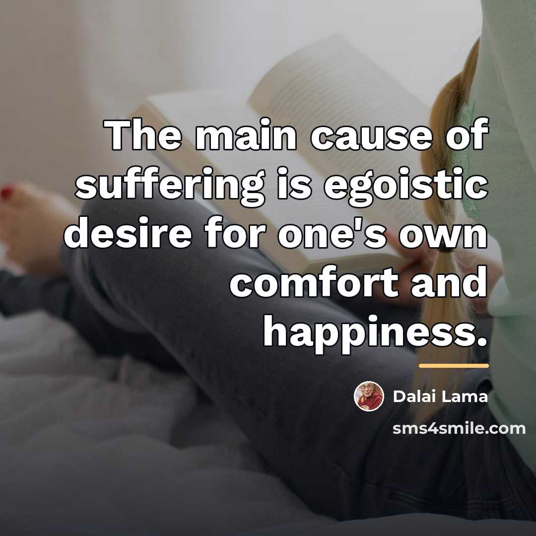 “The main cause of suffering is egoistic desire for one's…” quote by Dalai Lama