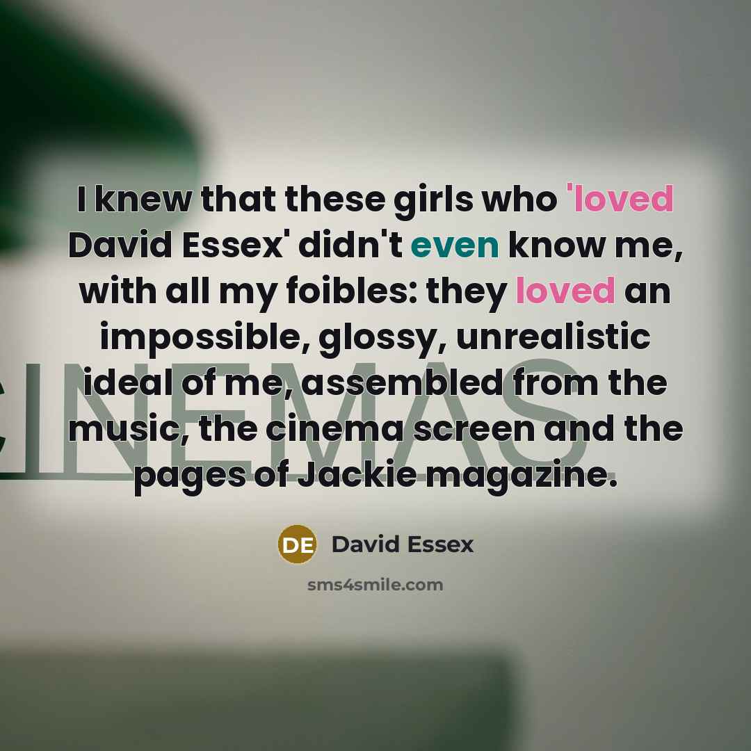 “I knew that these girls who 'loved David Essex' didn't…” quote by David Essex