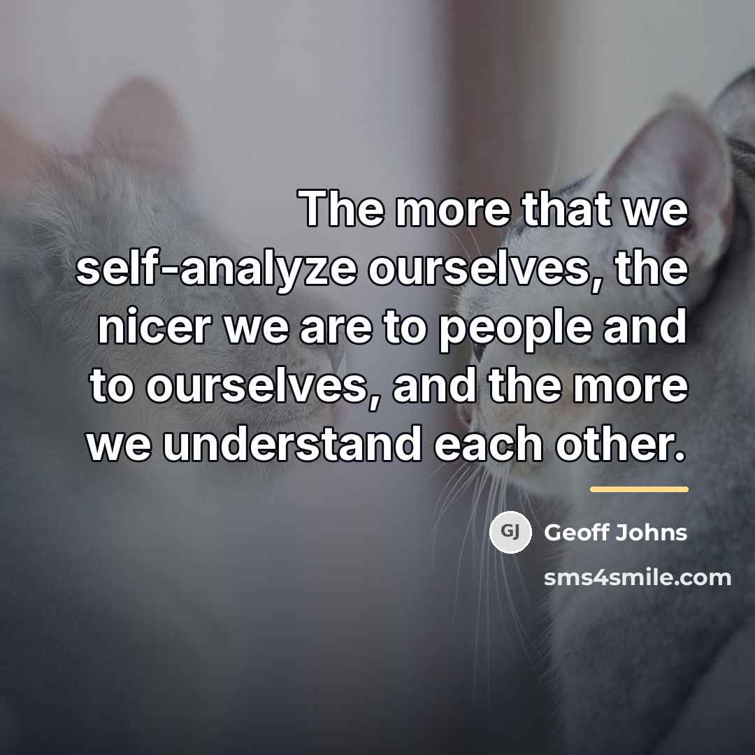 “The more that we self-analyze ourselves, the nicer we are…” quote by Geoff Johns