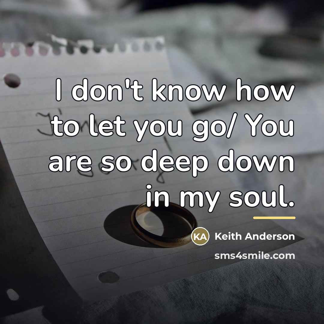 “I don't know how to let you go/ You are…” quote by Keith Anderson