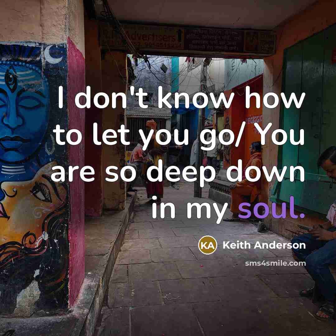 “I don't know how to let you go/ You are so deep down in my soul.” quote by Keith Anderson