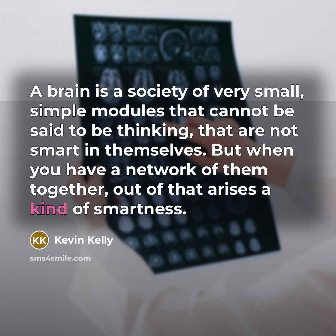 “A brain is a society of very small, simple modules…” quote by Kevin Kelly