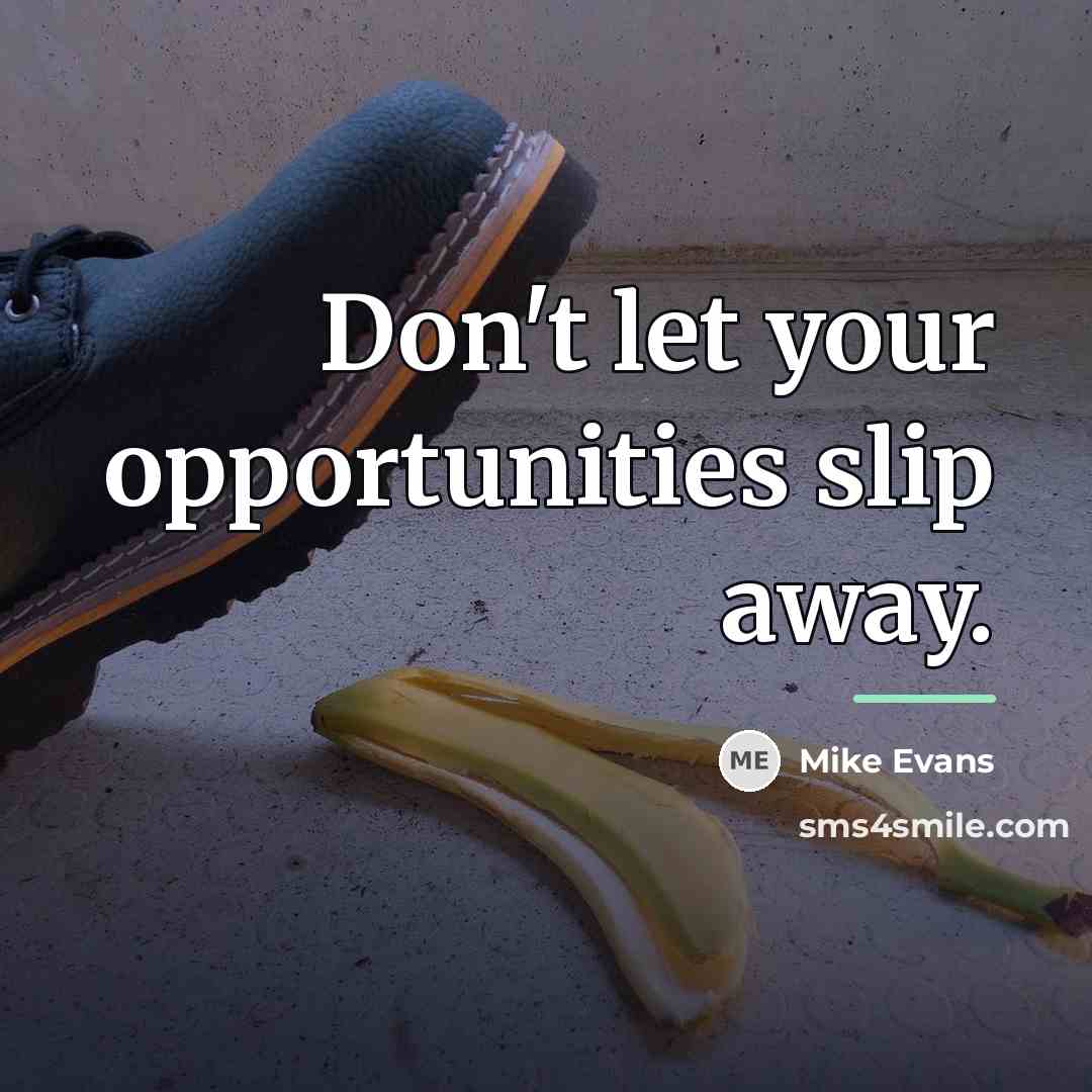 “Don't let your opportunities slip away.…” quote by Mike Evans