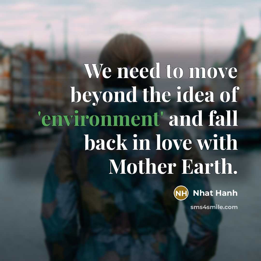 “We need to move beyond the idea of 'environment' and…” quote by Nhat Hanh