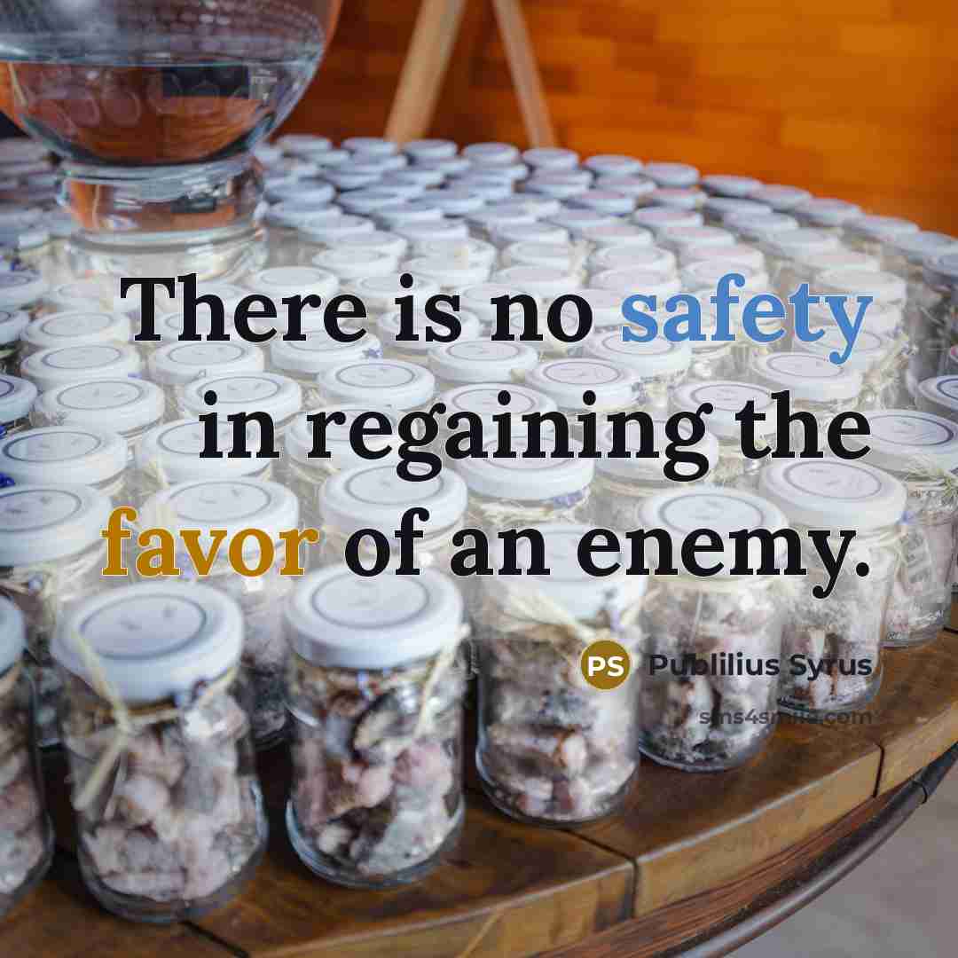 “There is no safety in regaining the favor of an…” quote by Publilius Syrus