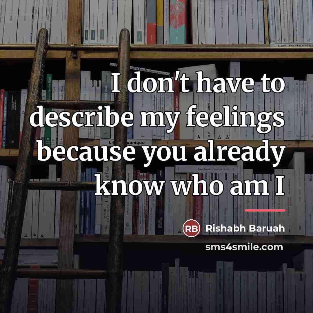 “I don't have to describe my feelings because you already…” quote by Rishabh Baruah