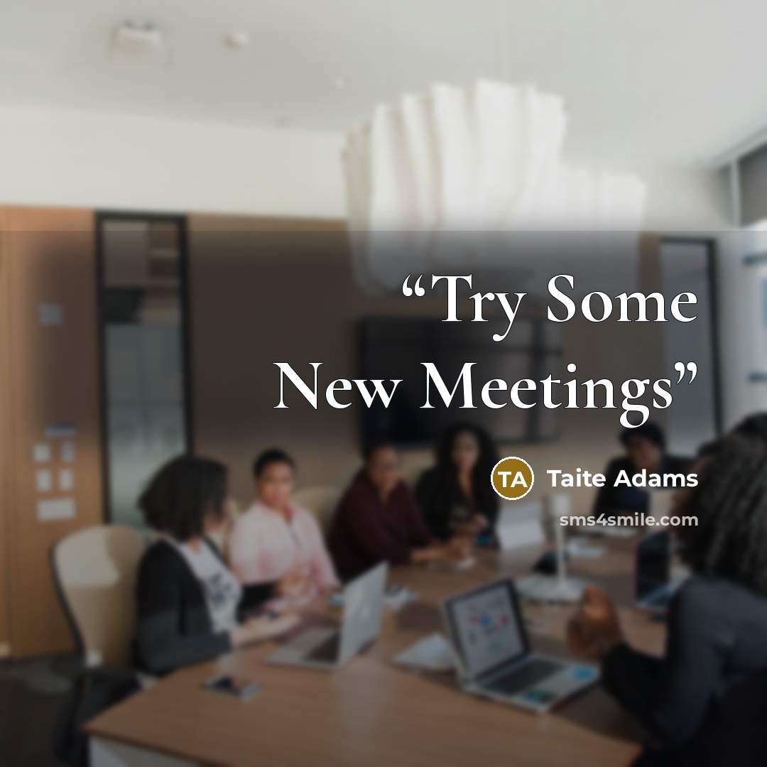 “Try Some New Meetings” quote by Taite Adams