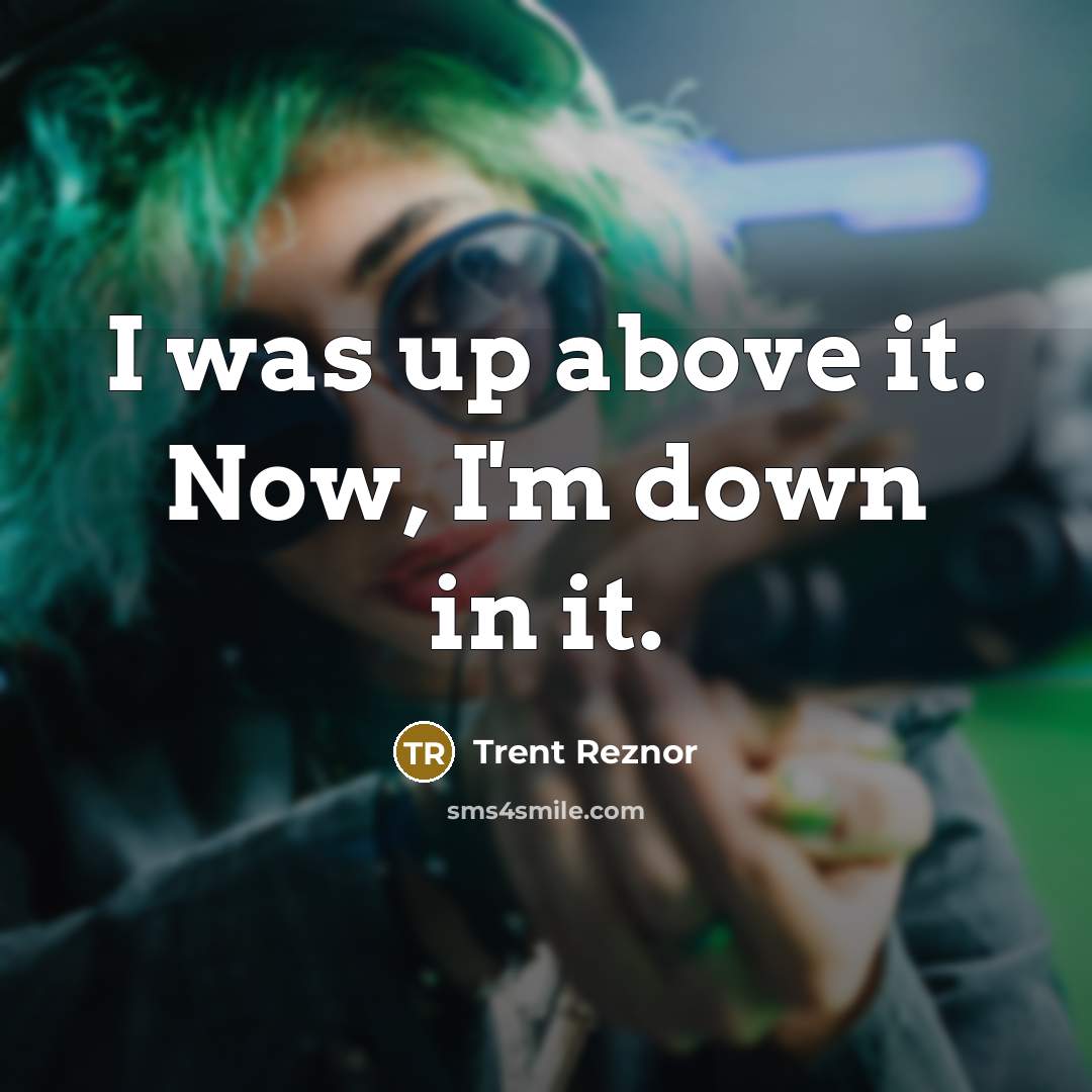 “I was up above it. Now, I'm down in it.…” quote by Trent Reznor