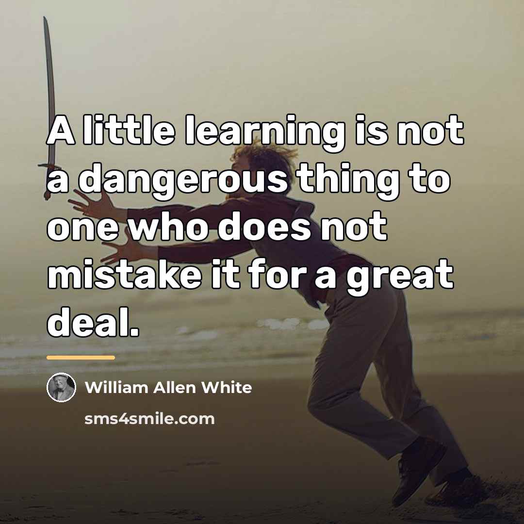 “A little learning is not a dangerous thing to one…” quote by William Allen White
