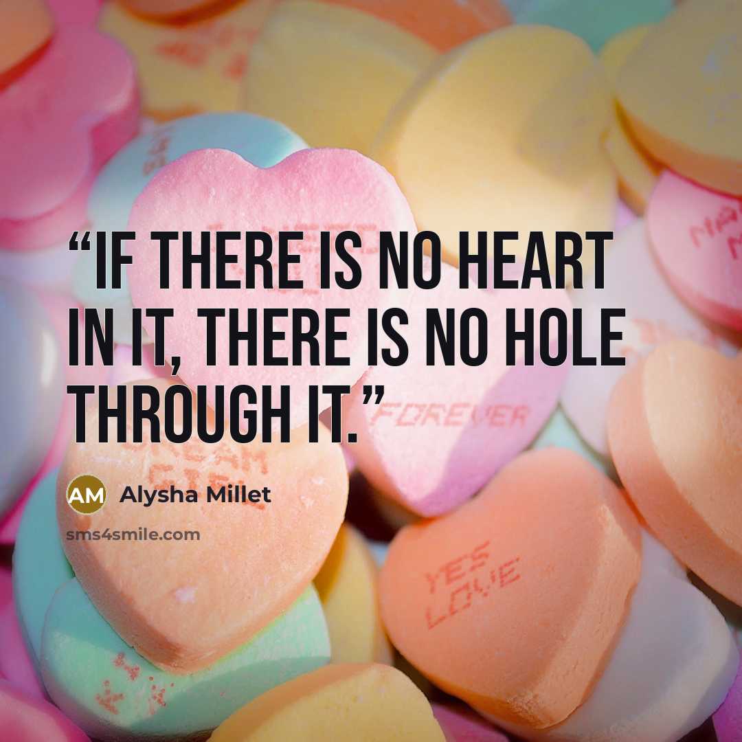 “If there is no heart in it, there is no hole through it.” quote by Alysha Millet