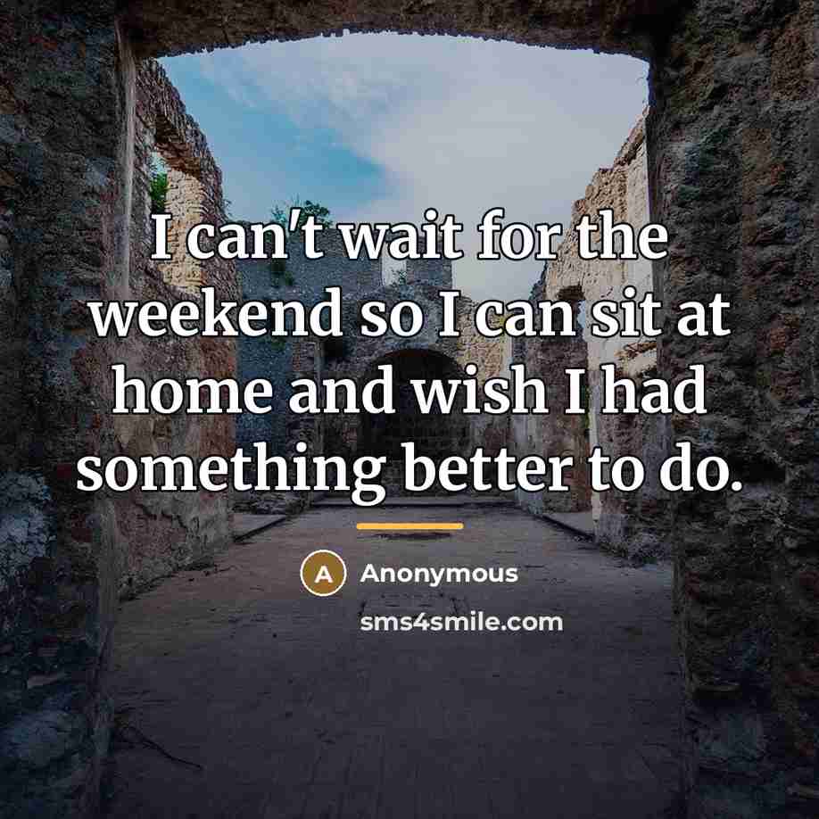 “I can't wait for the weekend so I can sit…” quote by Anonymous