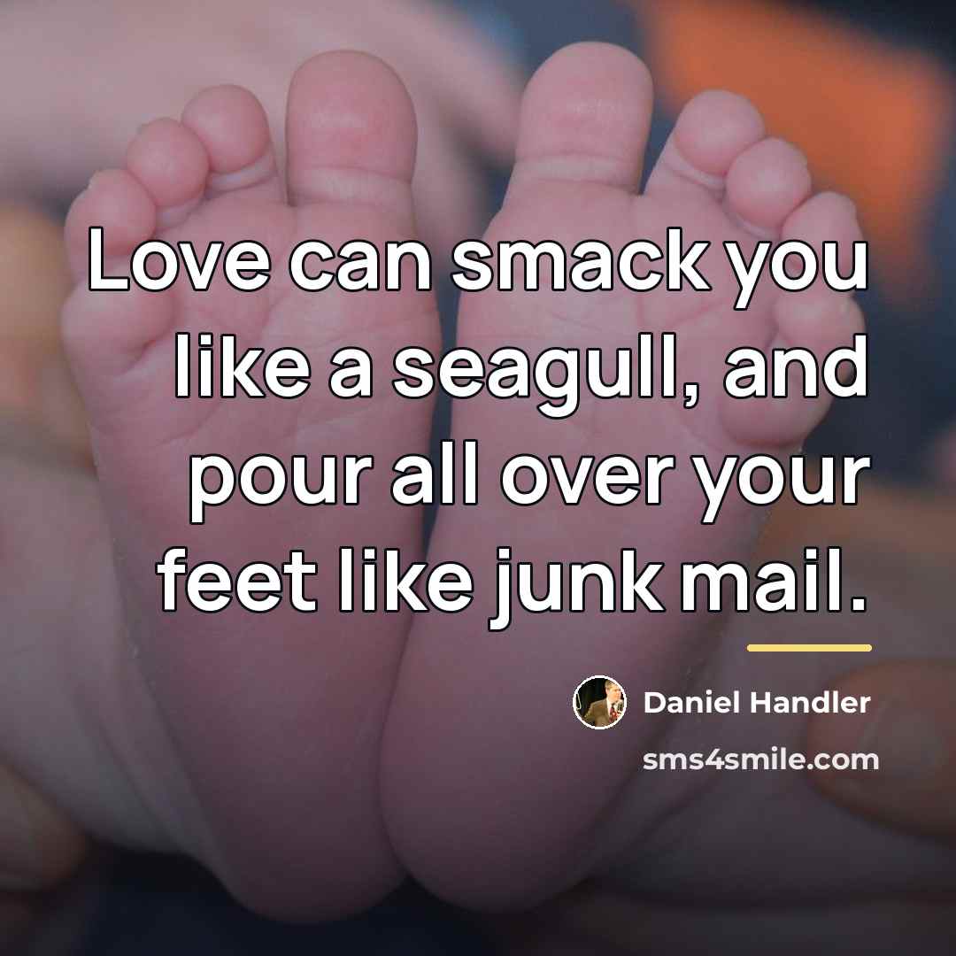 “Love can smack you like a seagull, and pour all…” quote by Daniel Handler