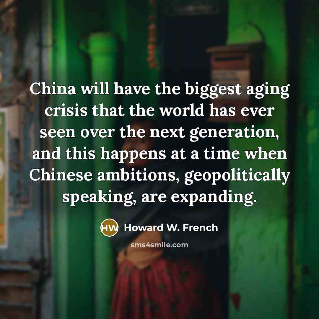 “China will have the biggest aging crisis that the world…” quote by Howard W. French