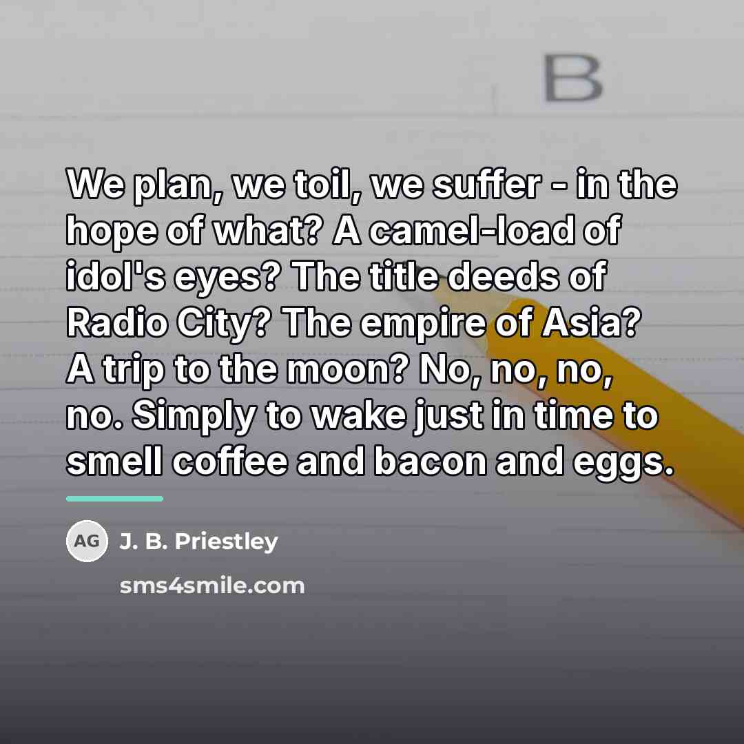 “We plan, we toil, we suffer - in the hope…” quote by J. B. Priestley