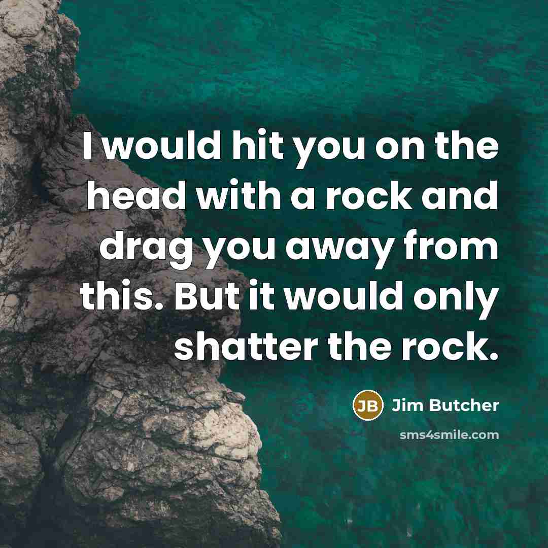 “I would hit you on the head with a rock…” quote by Jim Butcher
