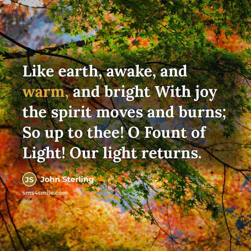 “Like earth, awake, and warm, and bright With joy the…” quote by John Sterling