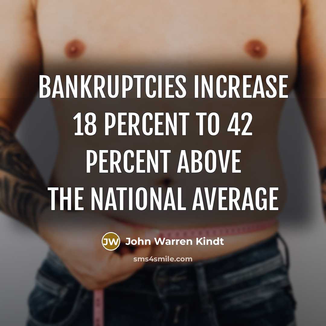 “Bankruptcies increase 18 percent to 42 percent above the national…” quote by John Warren Kindt