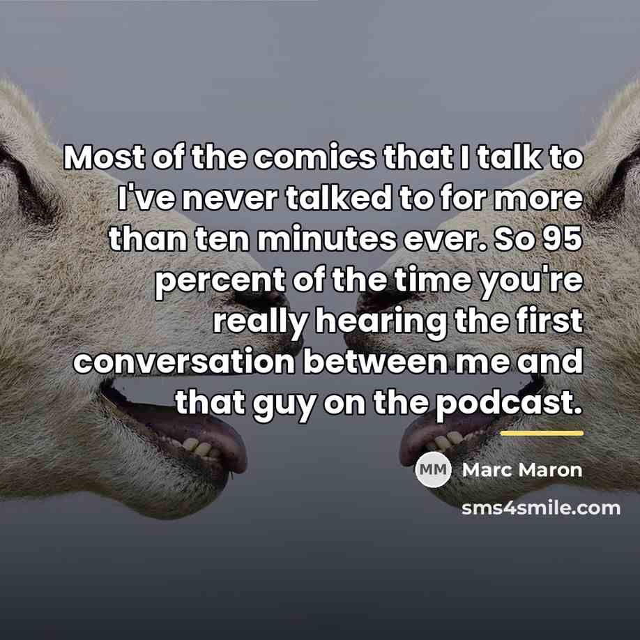“Most of the comics that I talk to I've never…” quote by Marc Maron