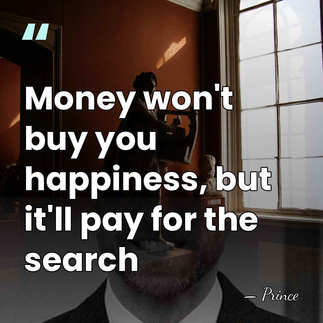 Money won't buy you happiness, but it'll pay for the search - Prince