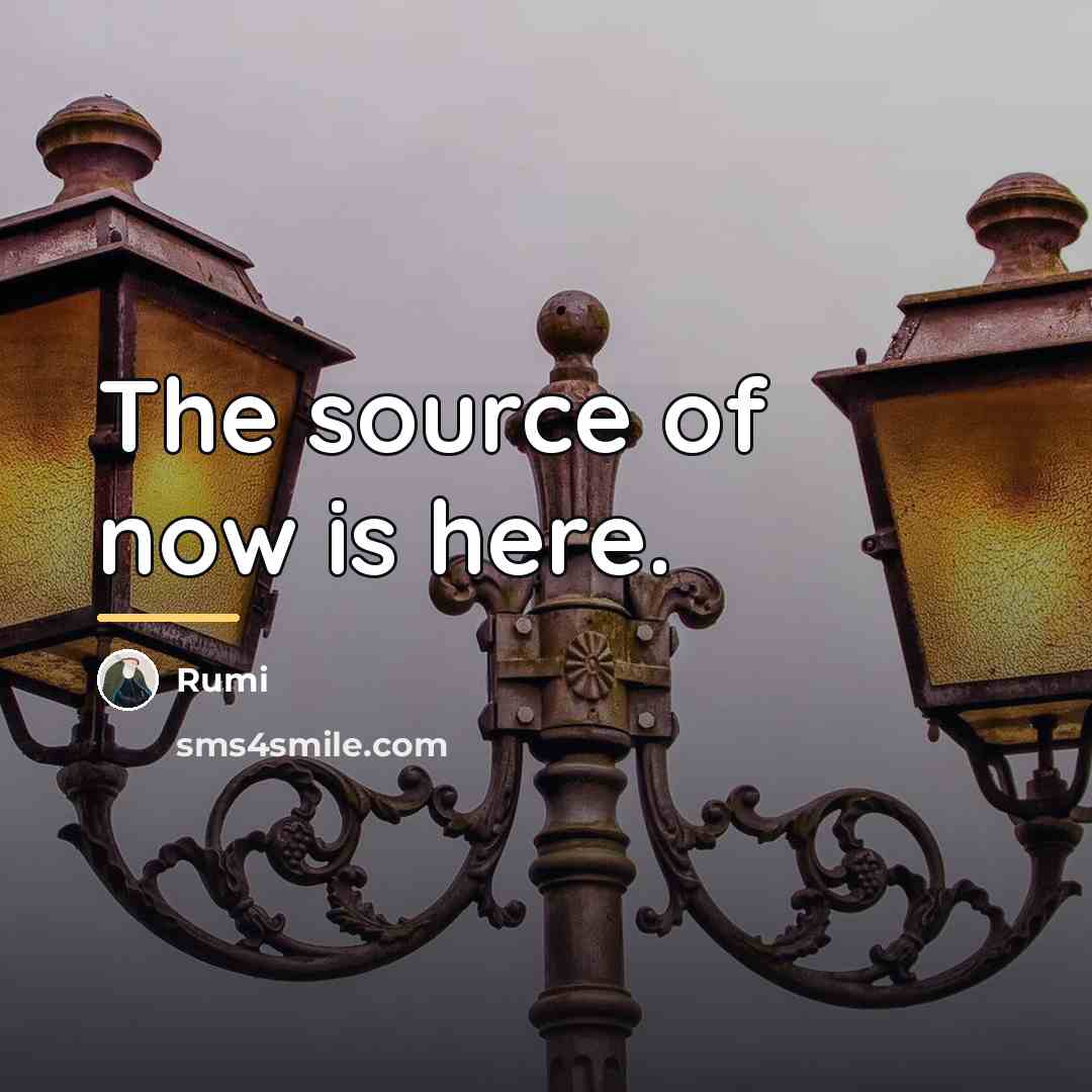 “The source of now is here.…” quote by Rumi