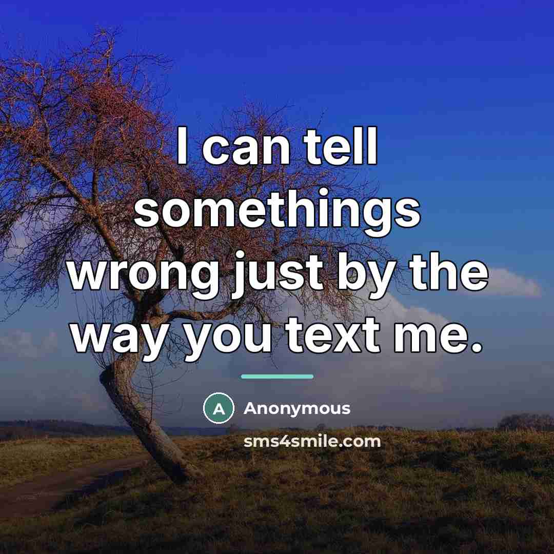 “I can tell somethings wrong just by the way you…” quote by Anonymous