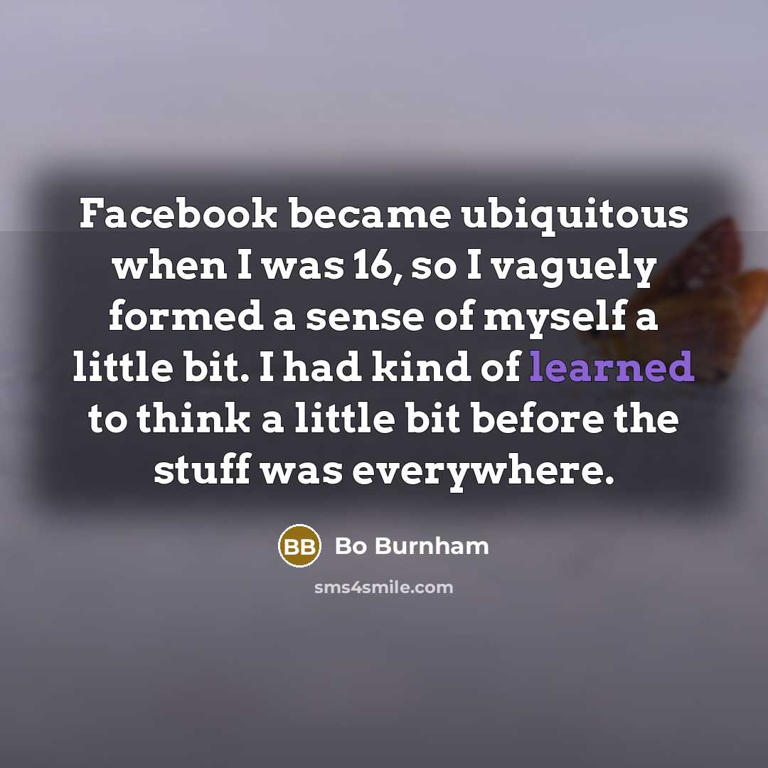 “Facebook became ubiquitous when I was 16, so I vaguely…” quote by Bo Burnham