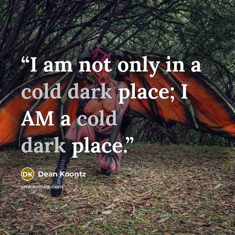 “I am not only in a cold dark place; I AM a cold dark place.” quote by Dean Koontz