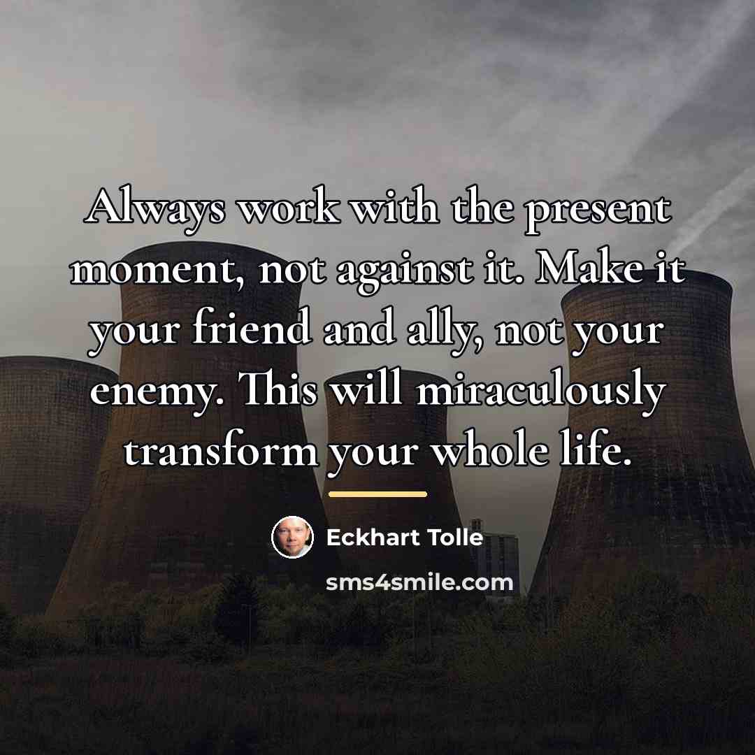 “Always work with the present moment, not against it. Make…” quote by Eckhart Tolle