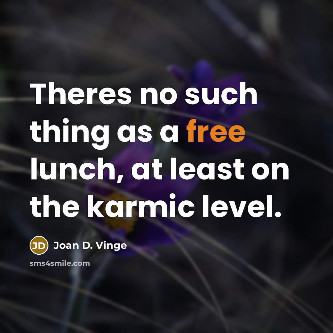 “Theres no such thing as a free lunch, at least…” quote by Joan D. Vinge