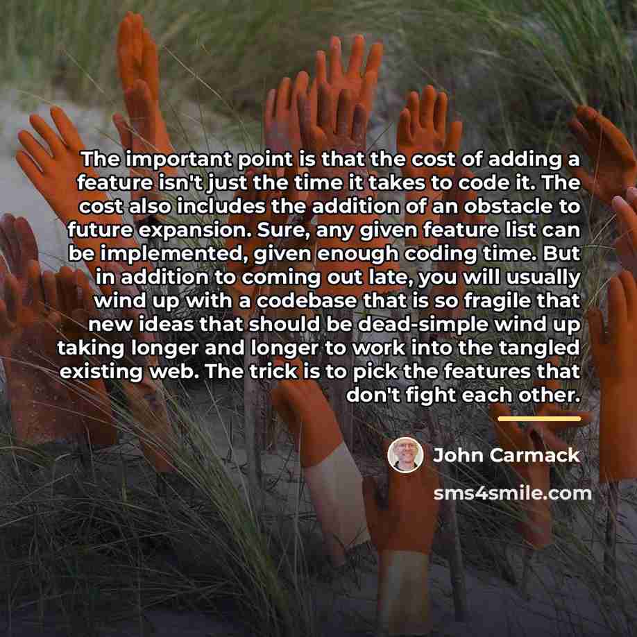 “The important point is that the cost of adding a…” quote by John Carmack