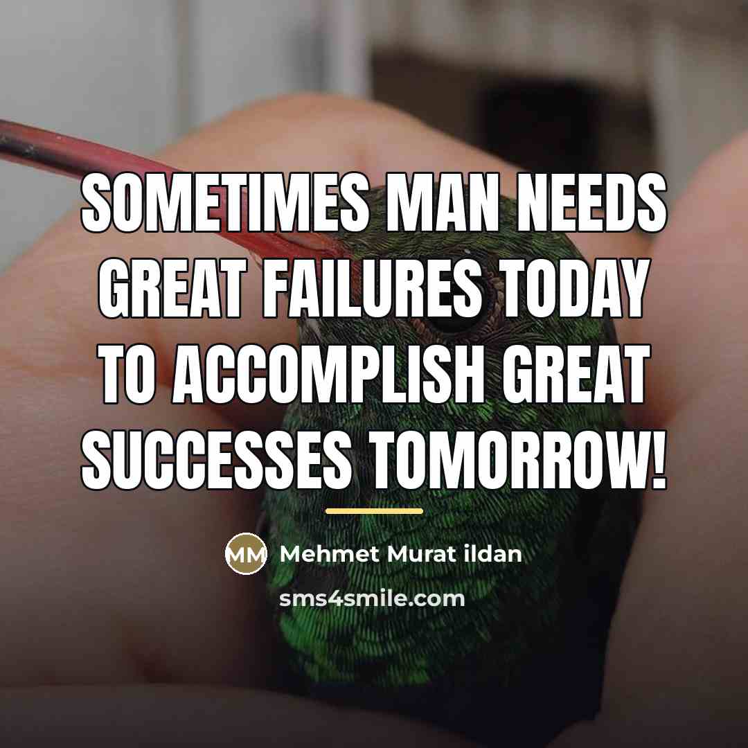 “Sometimes man needs great failures today to accomplish great successes…” quote by Mehmet Murat Ildan