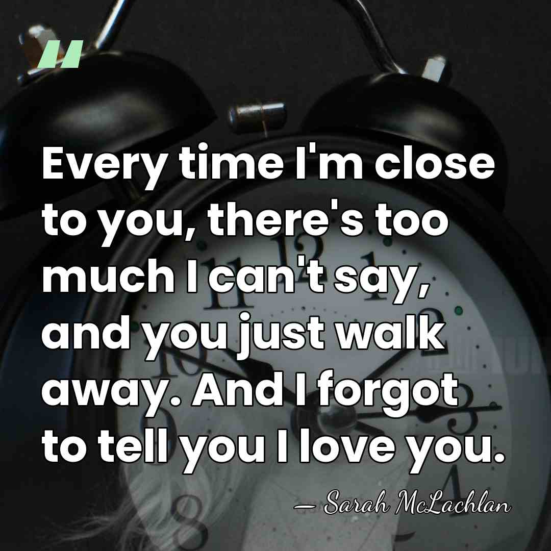 Every time I'm close to you, there's too much I can't say,&hellip; - Sarah McLachlan
