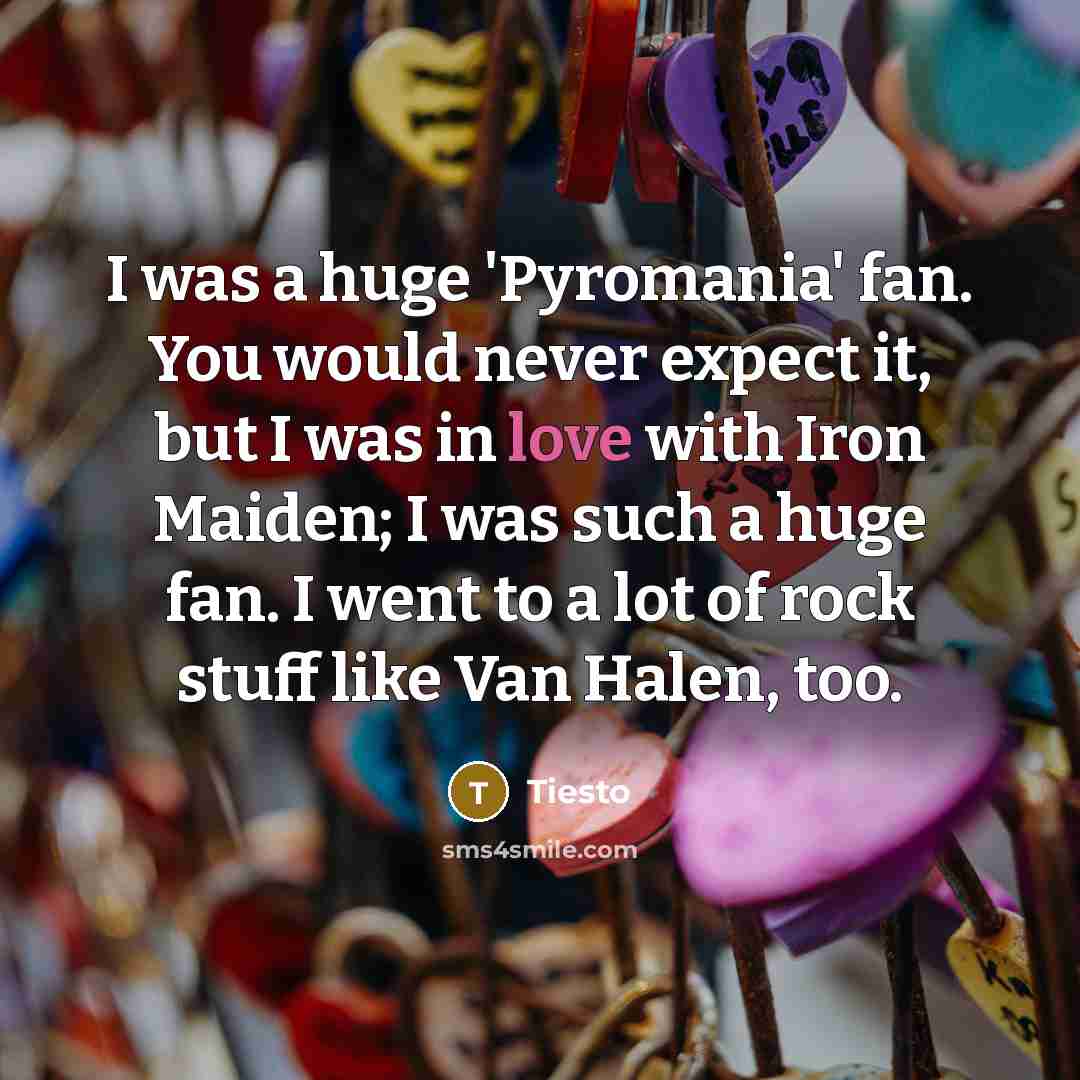 “I was a huge 'Pyromania' fan. You would never expect…” quote by Tiesto