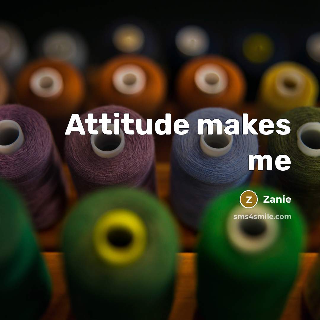 “Attitude makes me…” quote by Zanie