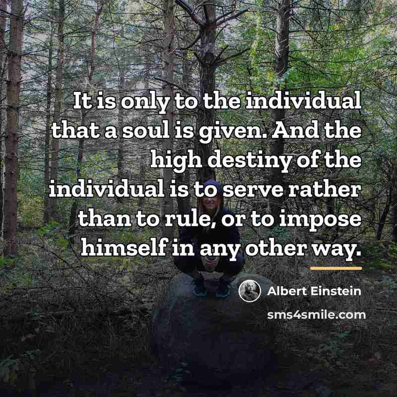“It is only to the individual that a soul is…” quote by Albert Einstein