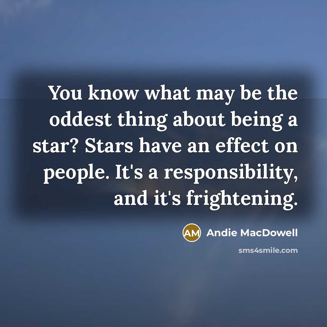 “You know what may be the oddest thing about being…” quote by Andie MacDowell