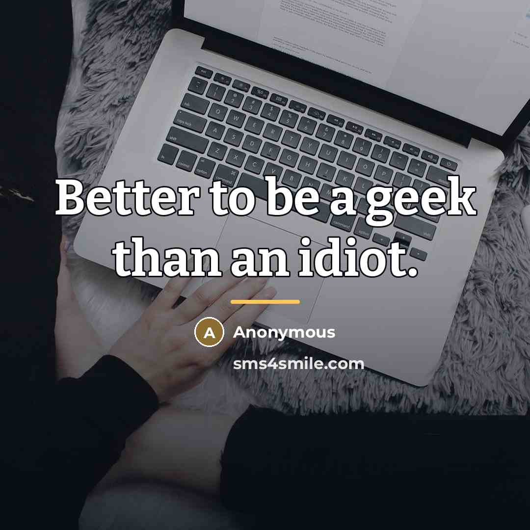 “Better to be a geek than an idiot.…” quote by Anonymous