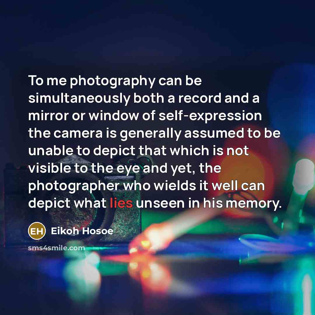 “To me photography can be simultaneously both a record and…” quote by Eikoh Hosoe